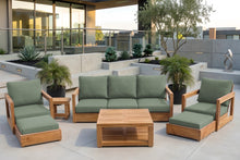 7 pc Chatsworth Sofa Teak Deep Seating with Coffee Table. Sunbrella Cushion