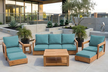 7 pc Chatsworth Sofa Teak Deep Seating with Coffee Table. Sunbrella Cushion