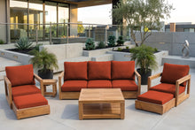 7 pc Chatsworth Sofa Teak Deep Seating with Coffee Table. Sunbrella Cushion