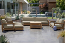 8 pc Chatsworth Teak Outdoor Deluxe Sofa Deep Seating Set with 36" Coffee Table. Sunbrella Cushion