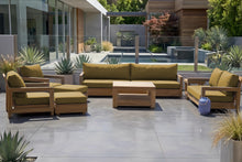 8 pc Chatsworth Teak Outdoor Deluxe Sofa Deep Seating Set with 36" Coffee Table. Sunbrella Cushion