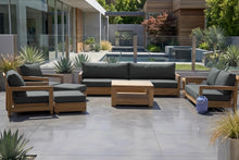 8 pc Chatsworth Teak Outdoor Deluxe Sofa Deep Seating Set with 36" Coffee Table. Sunbrella Cushion
