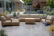 8 pc Chatsworth Teak Outdoor Deluxe Sofa Deep Seating Set with 36" Coffee Table. Sunbrella Cushion