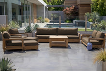 8 pc Chatsworth Teak Outdoor Deluxe Sofa Deep Seating Set with 36" Coffee Table. Sunbrella Cushion