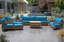8 pc Chatsworth Teak Outdoor Deluxe Sofa Deep Seating Set with 36" Coffee Table. Sunbrella Cushion