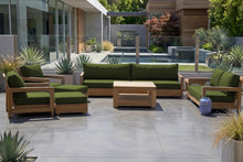 8 pc Chatsworth Teak Outdoor Deluxe Sofa Deep Seating Set with 36" Coffee Table. Sunbrella Cushion