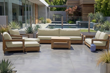 8 pc Chatsworth Teak Outdoor Deluxe Sofa Deep Seating Set with 36" Coffee Table. Sunbrella Cushion