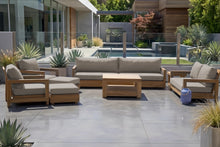 8 pc Chatsworth Teak Outdoor Deluxe Sofa Deep Seating Set with 36" Coffee Table. Sunbrella Cushion