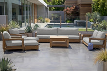 8 pc Chatsworth Teak Outdoor Deluxe Sofa Deep Seating Set with 36" Coffee Table. Sunbrella Cushion