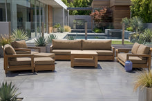 8 pc Chatsworth Teak Outdoor Deluxe Sofa Deep Seating Set with 36" Coffee Table. Sunbrella Cushion