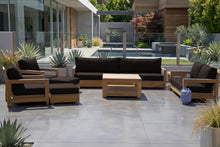 8 pc Chatsworth Teak Outdoor Deluxe Sofa Deep Seating Set with 36" Coffee Table. Sunbrella Cushion