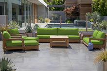 8 pc Chatsworth Teak Outdoor Deluxe Sofa Deep Seating Set with 36" Coffee Table. Sunbrella Cushion