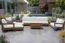 8 pc Chatsworth Teak Outdoor Deluxe Sofa Deep Seating Set with 36" Coffee Table. Sunbrella Cushion
