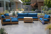 8 pc Chatsworth Teak Outdoor Deluxe Sofa Deep Seating Set with 36" Coffee Table. Sunbrella Cushion