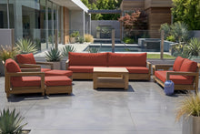 8 pc Chatsworth Teak Outdoor Deluxe Sofa Deep Seating Set with 36" Coffee Table. Sunbrella Cushion