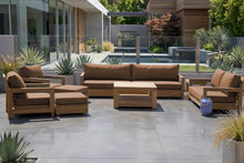 8 pc Chatsworth Teak Outdoor Deluxe Sofa Deep Seating Set with 36" Coffee Table. Sunbrella Cushion