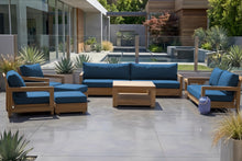 8 pc Chatsworth Teak Outdoor Deluxe Sofa Deep Seating Set with 36" Coffee Table. Sunbrella Cushion
