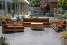 8 pc Chatsworth Teak Outdoor Deluxe Sofa Deep Seating Set with 36" Coffee Table. Sunbrella Cushion