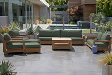 8 pc Chatsworth Teak Outdoor Deluxe Sofa Deep Seating Set with 36" Coffee Table. Sunbrella Cushion