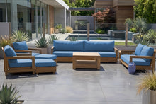 8 pc Chatsworth Teak Outdoor Deluxe Sofa Deep Seating Set with 36" Coffee Table. Sunbrella Cushion