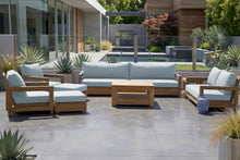 8 pc Chatsworth Teak Outdoor Deluxe Sofa Deep Seating Set with 36" Coffee Table. Sunbrella Cushion