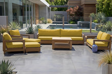 8 pc Chatsworth Teak Outdoor Deluxe Sofa Deep Seating Set with 36" Coffee Table. Sunbrella Cushion