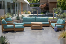8 pc Chatsworth Teak Outdoor Deluxe Sofa Deep Seating Set with 36" Coffee Table. Sunbrella Cushion
