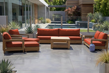 8 pc Chatsworth Teak Outdoor Deluxe Sofa Deep Seating Set with 36" Coffee Table. Sunbrella Cushion