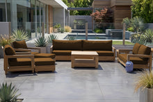 8 pc Chatsworth Teak Outdoor Deluxe Sofa Deep Seating Set with 36" Coffee Table. Sunbrella Cushion