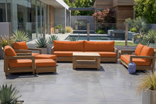 8 pc Chatsworth Teak Outdoor Deluxe Sofa Deep Seating Set with 36" Coffee Table. Sunbrella Cushion