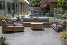 8 pc Chatsworth Teak Outdoor Deluxe Sofa Deep Seating Set with 36" Coffee Table. Sunbrella Cushion