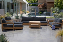 8 pc Chatsworth Teak Outdoor Deluxe Sofa Deep Seating Set with 36" Coffee Table. Sunbrella Cushion