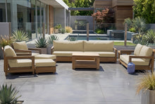 8 pc Chatsworth Teak Outdoor Deluxe Sofa Deep Seating Set with 36" Coffee Table. Sunbrella Cushion