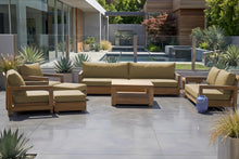 8 pc Chatsworth Teak Outdoor Deluxe Sofa Deep Seating Set with 36" Coffee Table. Sunbrella Cushion