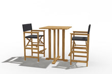 Curated Maison Directeur 3-Piece Square Teak Outdoor Bar Height Dining Set