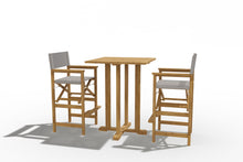 Curated Maison Directeur 3-Piece Square Teak Outdoor Bar Height Dining Set