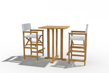 Curated Maison Directeur 3-Piece Square Teak Outdoor Bar Height Dining Set