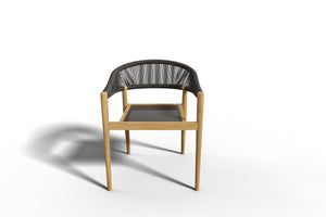 Curated Maison Plaisance 5-Piece Round Teak Outdoor Dining Set with Stacking Armchairs