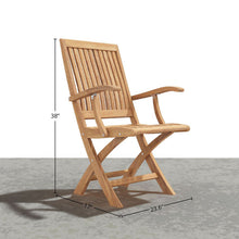 Curated Maison Devon 3-Piece Teak Folding Outdoor Bistro Set with Folding Table and Armchairs