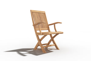 Curated Maison Devon 3-Piece Teak Folding Outdoor Bistro Set with Folding Table and Armchairs