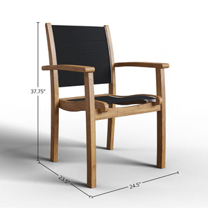 Curated Maison Perrin 5-Piece Square Teak Table Outdoor Dining Set w/ Stacking Armchairs