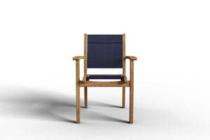 Curated Maison Perrin 5-Piece Square Teak Table Outdoor Dining Set w/ Stacking Armchairs