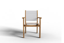 Curated Maison Perrin 5-Piece Square Teak Table Outdoor Dining Set w/ Stacking Armchairs