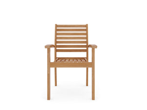 Curated Maison Ambre 5-Piece Round Teak Outdoor Dining Set with Lazy Susan