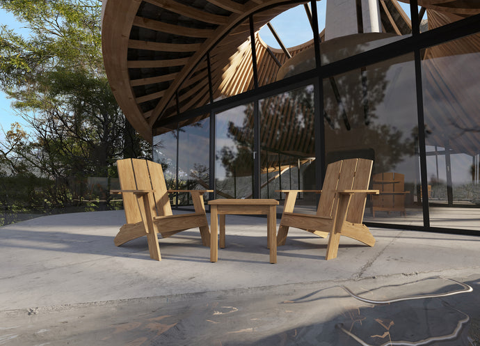 Curated Maison Aurele 3-Piece Teak Deep Seating Outdoor Adirondack Lounge Set