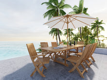 Curated Maison Florence 9-Piece Rectangular Teak Outdoor Dining Set with Extendable Table
