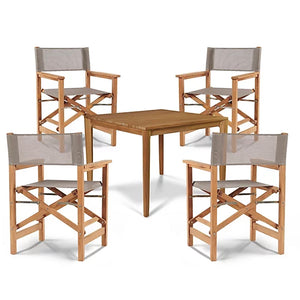 Curated Maison Cateline 5-Piece Square Teak Outdoor Dining Set