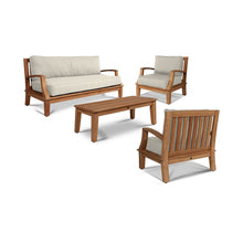 Curated Maison Eliane 4-Piece Teak Outdoor Patio Deep Seating Set w/ Sunbrella Cushions