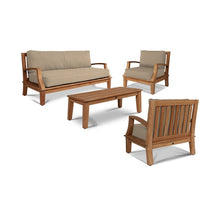 Curated Maison Eliane 4-Piece Teak Outdoor Patio Deep Seating Set w/ Sunbrella Cushions