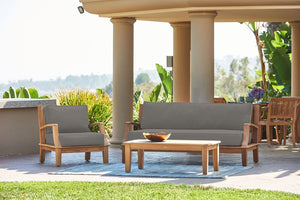 Curated Maison Eliane 4-Piece Teak Outdoor Patio Deep Seating Set w/ Sunbrella Cushions